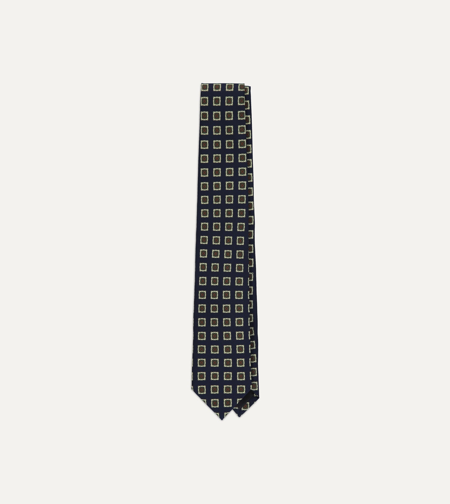 Drake's Gold Square Pattern Tie / Navy