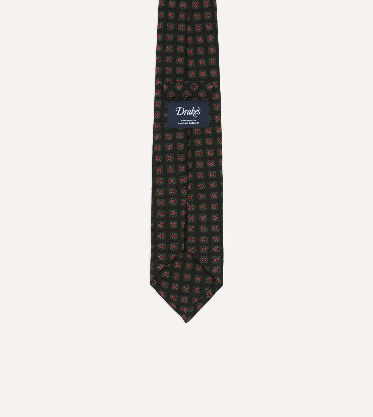Drake's Diamond Print Wool Tie / Black