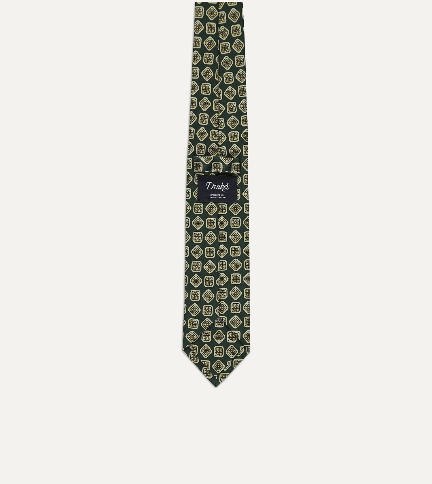Drake's Square Motif Silk Tie / Emerald Green