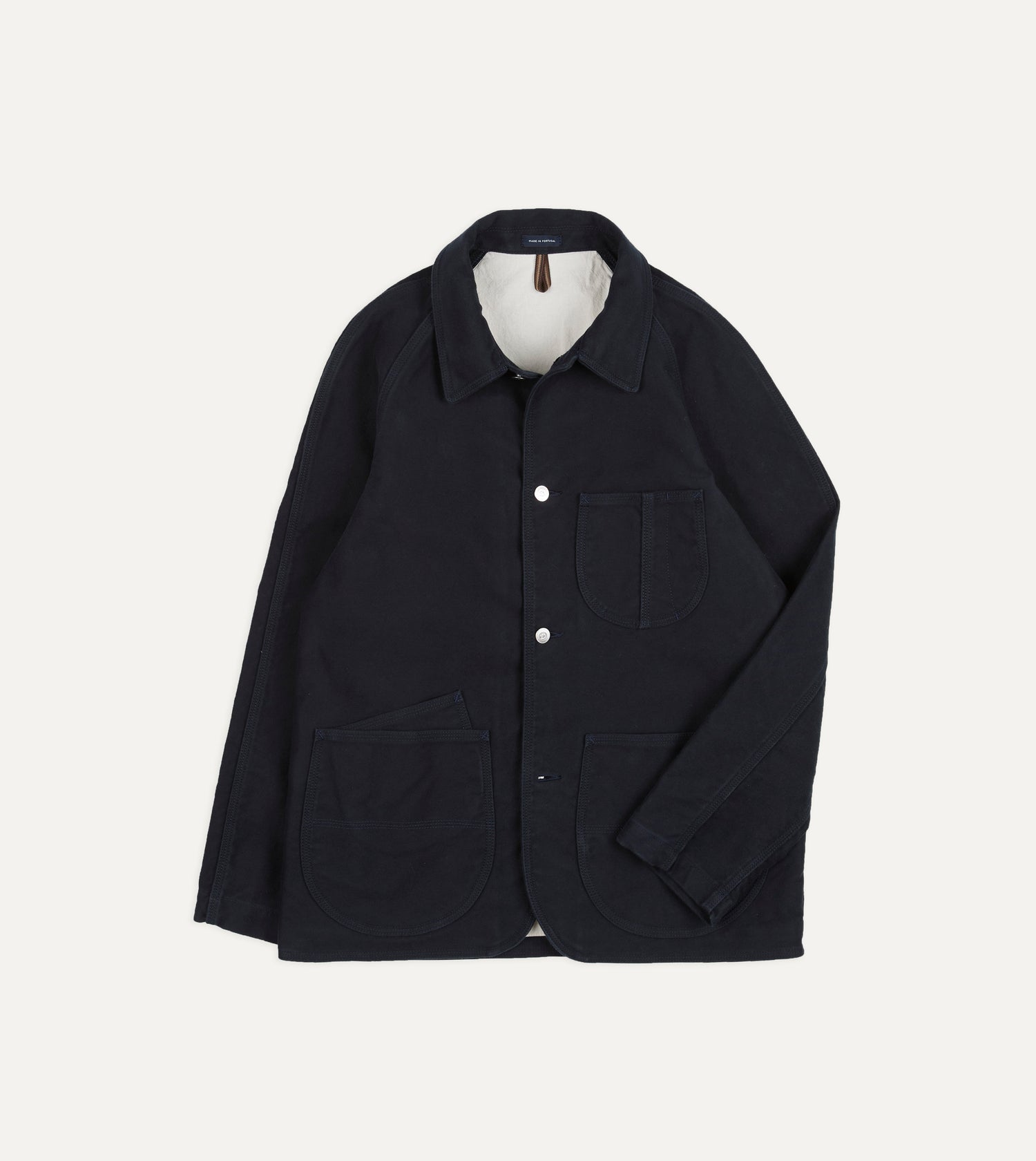 Drake's Moleskin Raglan Work Coat / Navy