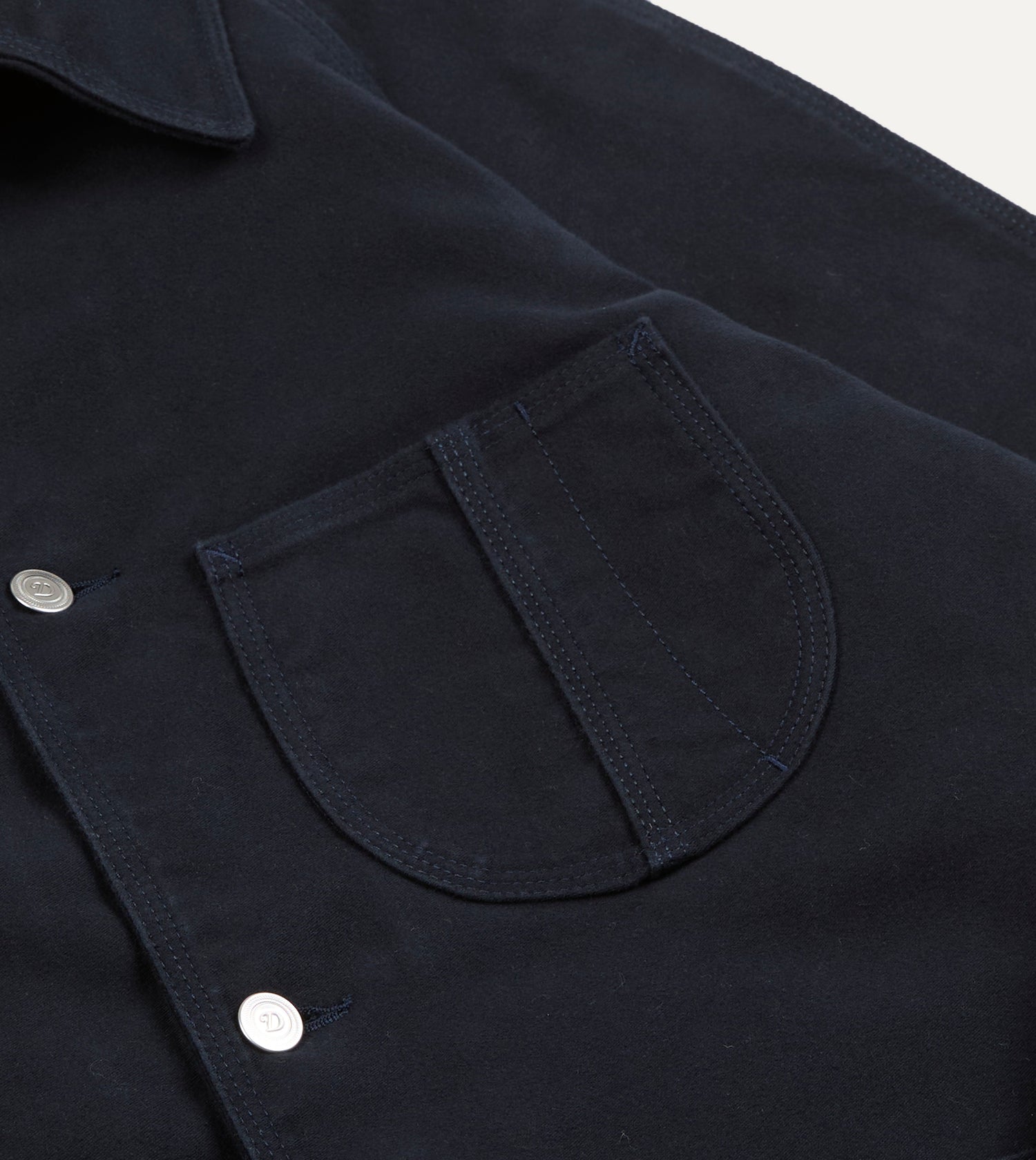 Drake's Moleskin Raglan Work Coat / Navy
