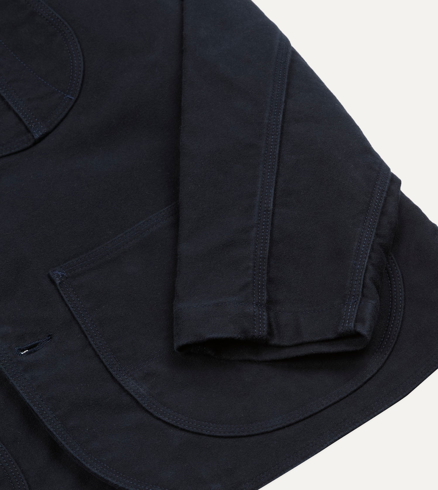 Drake's Moleskin Raglan Work Coat / Navy