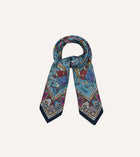Drake's Floral Moghul Wool & Silk Bandana / Navy, Blue & Magenta