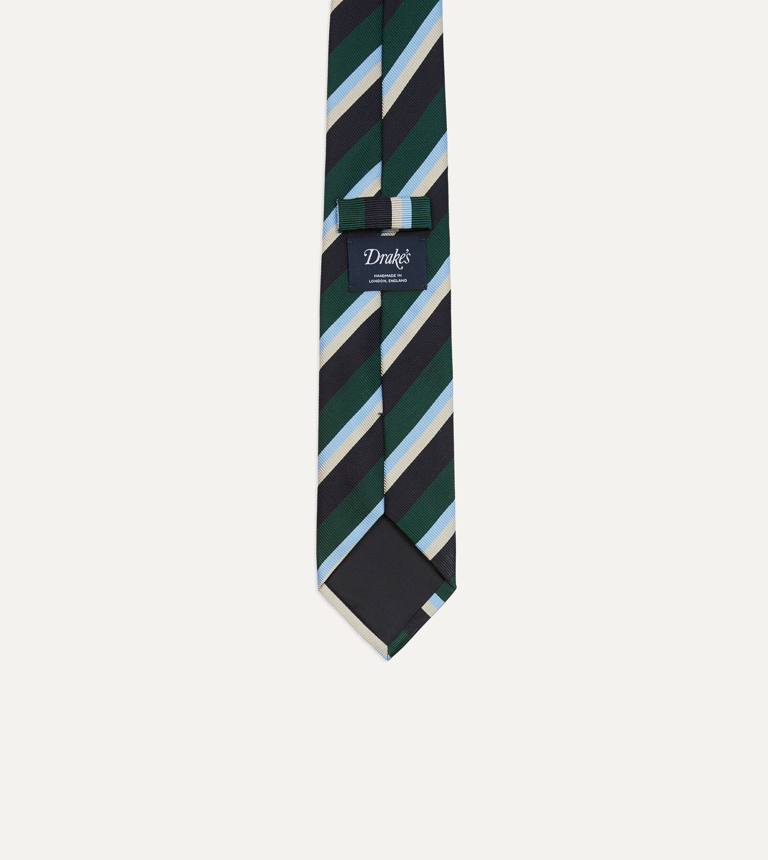 Drake's Multistripe Mogador Silk Tie / Green & Navy
