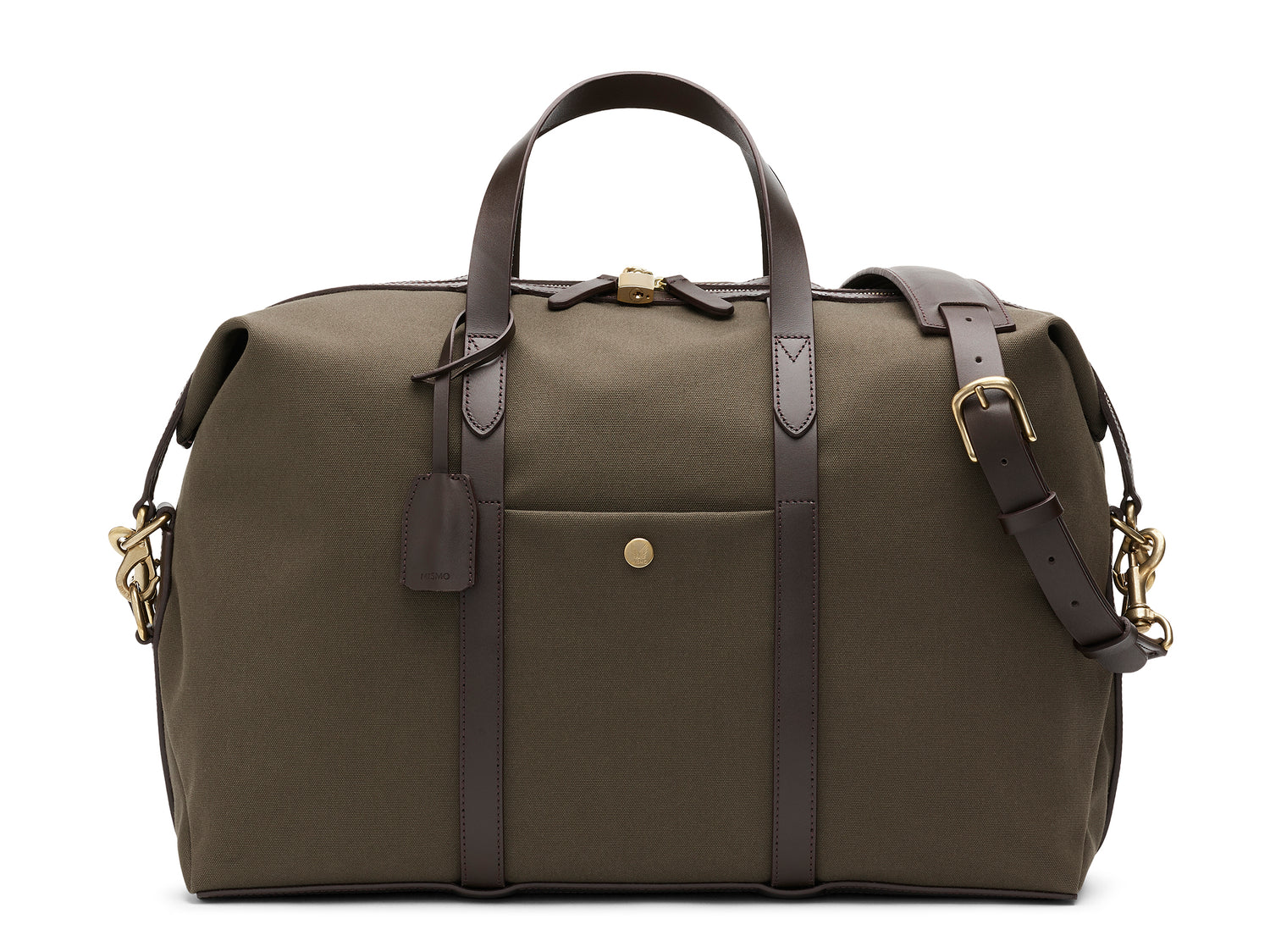Measurements: L: 47 H: 29 W: 24cm Body: Tight-woven cotton canvas Fabric composition: CO 94% PU 4% PC 2% - 709 gr/rm Trimmings: Dark brown custom developed vegetable tanned full-grain bridle leather Lining: 100% cotton in army colour Hardware: Solid brass with varnish protection Zipper: Hand polished YKK Excella travelling cosmopolitan, the M/S Avail is our latest take on a weekender that seamlessly merges style and function in a compact shape with enough room to easily hold a weekend