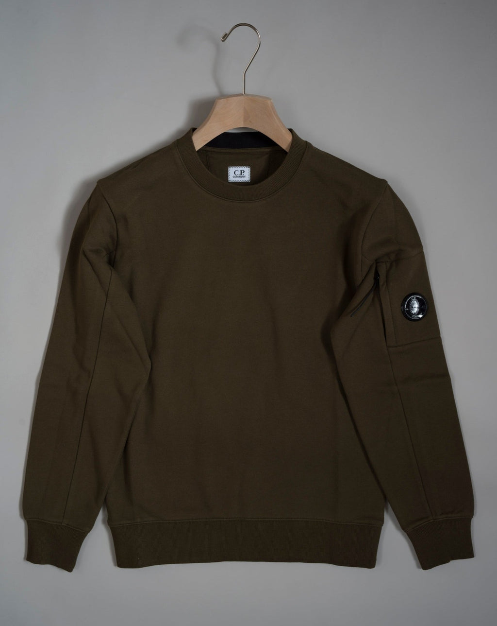 C.P. Company Crew neck Diagonal Raised Fleece Olive Green