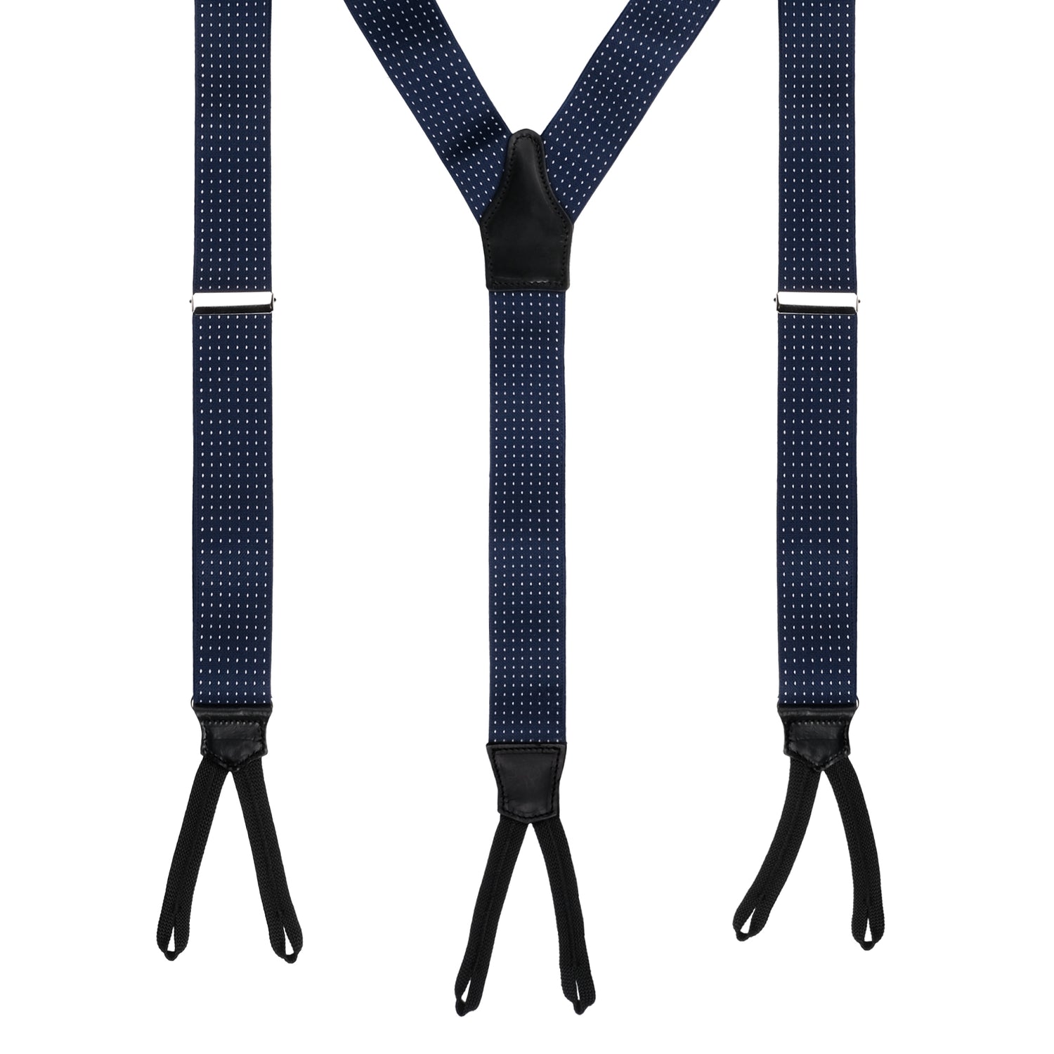 Viola Milano Classic Width Braces Braid Ends / Polka Dot Navy