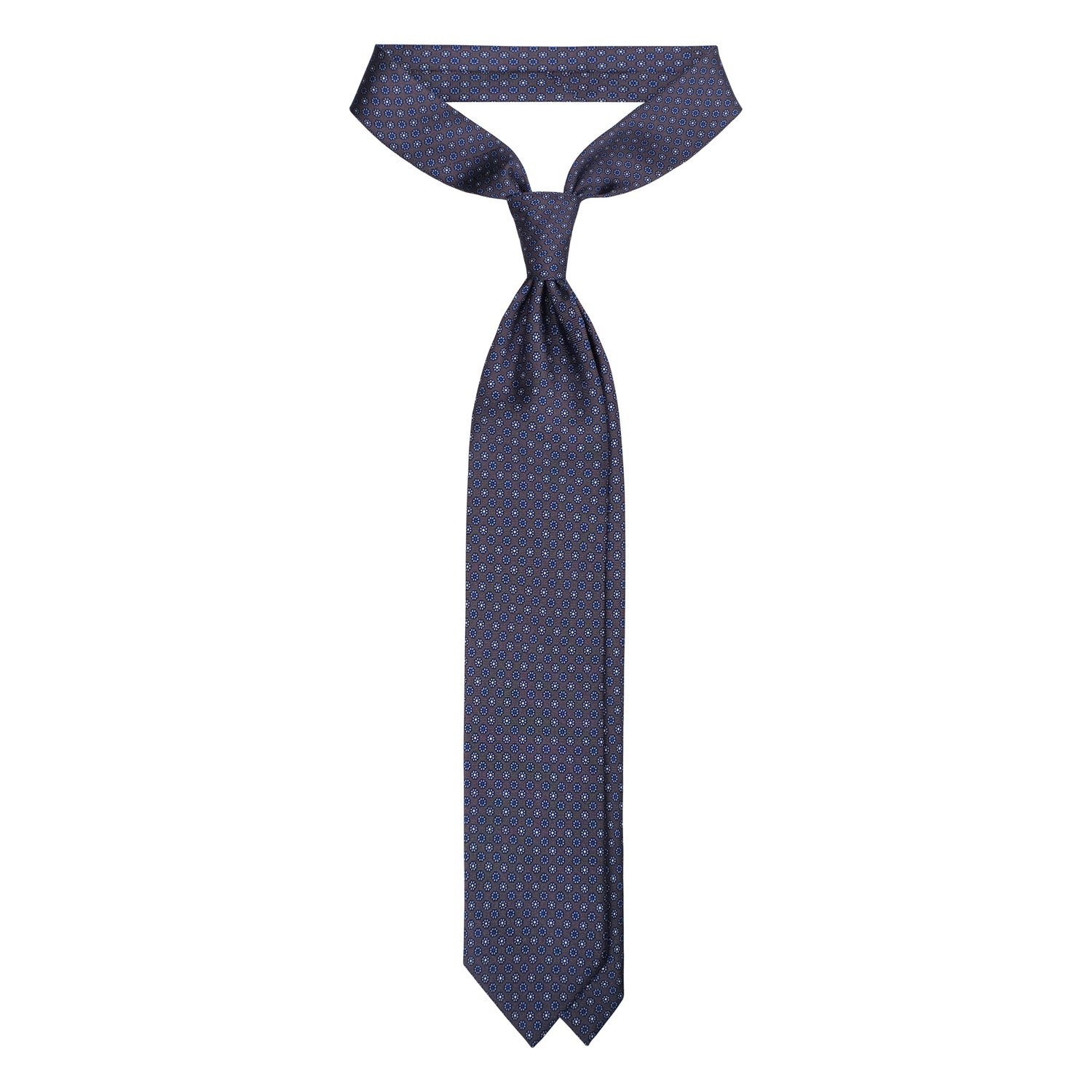 Viola Milano Micro Floral Selftipped Italian Silk Tie / Grey Mix