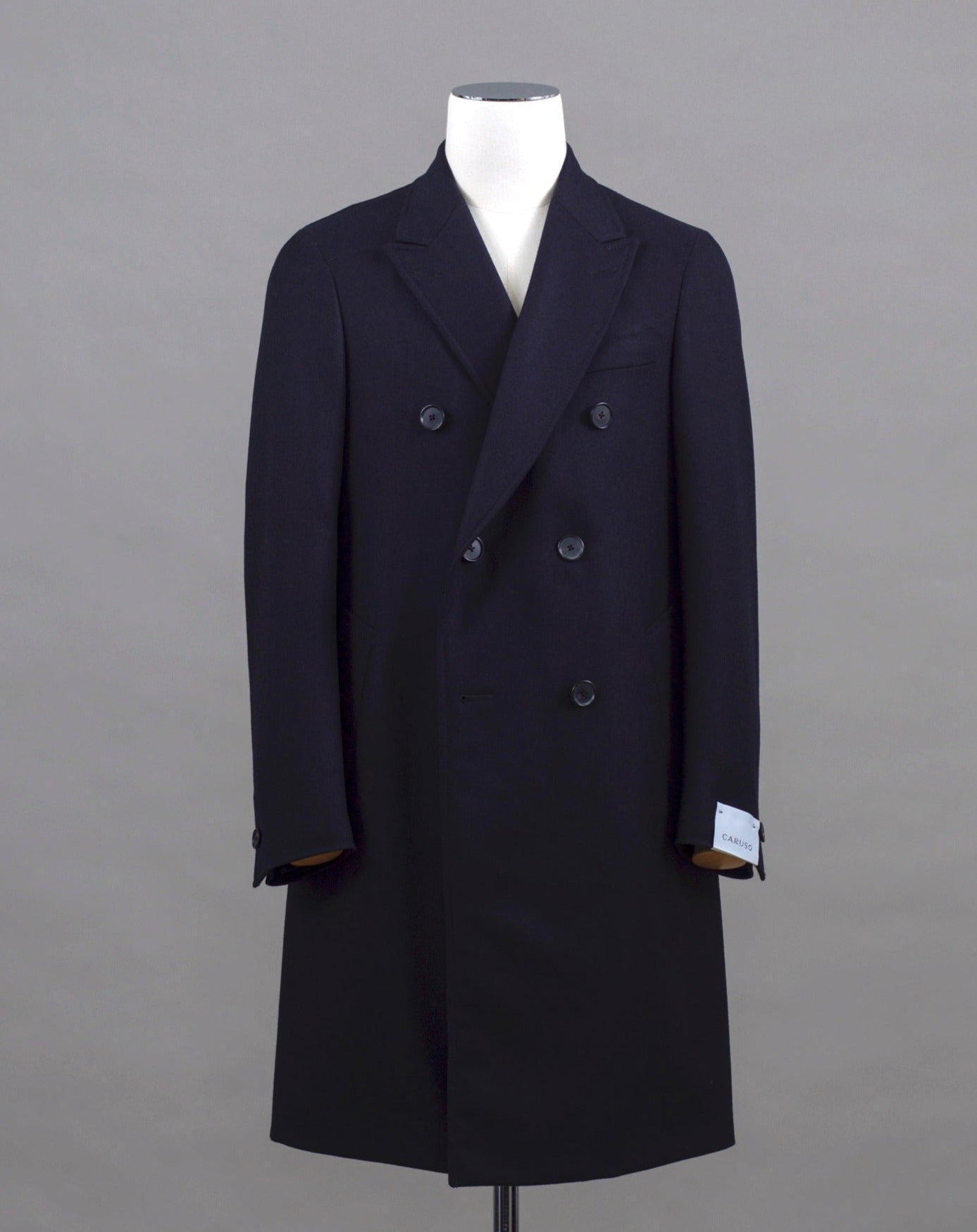 Mod. Figaro Art. FG560F 100% Wool Col. 0120 / Navy Caruso Figaro Double-Breasted Wool Overcoat / Navy