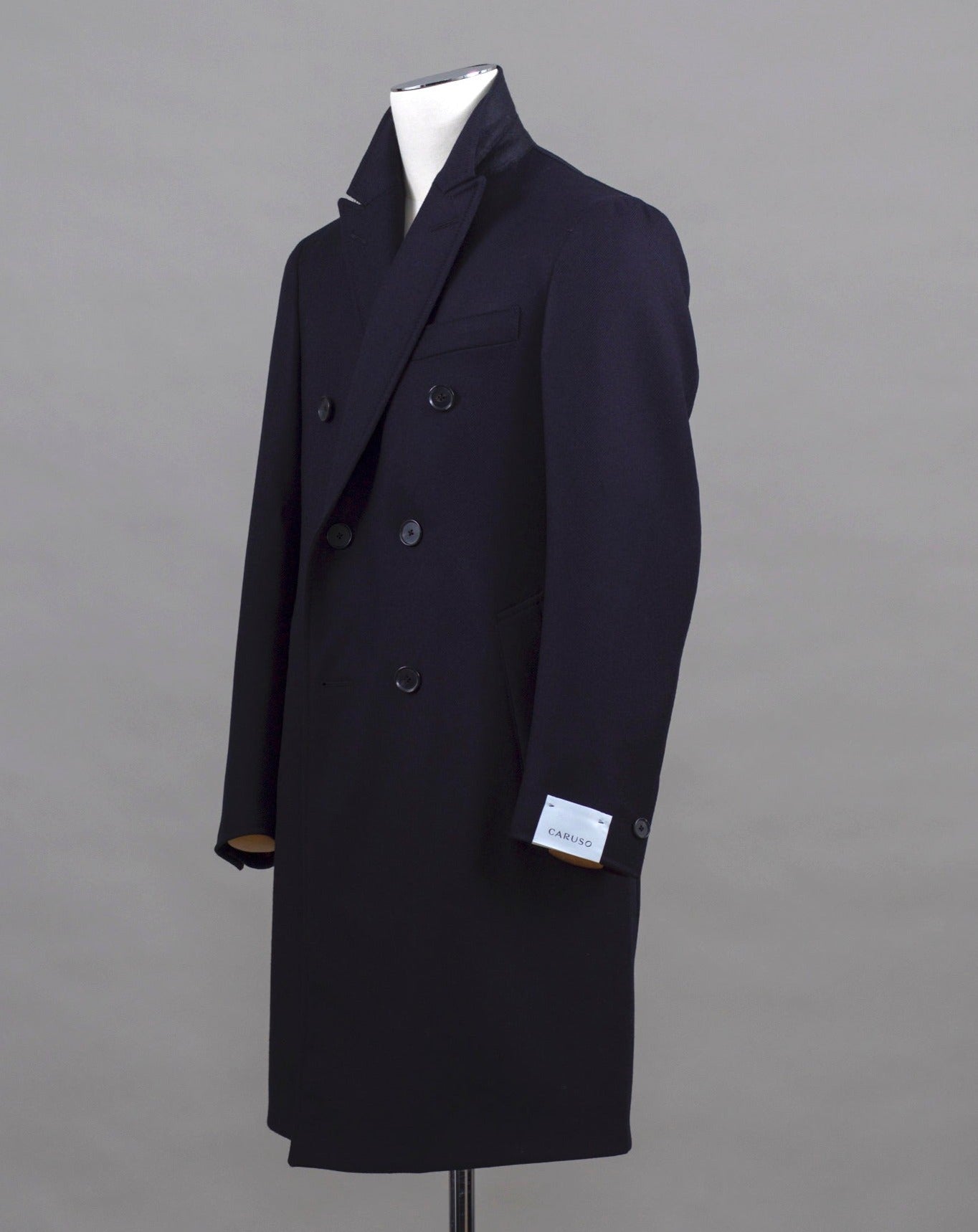 Mod. Figaro Art. FG560F 100% Wool Col. 0120 / Navy Caruso Figaro Double-Breasted Wool Overcoat / Navy