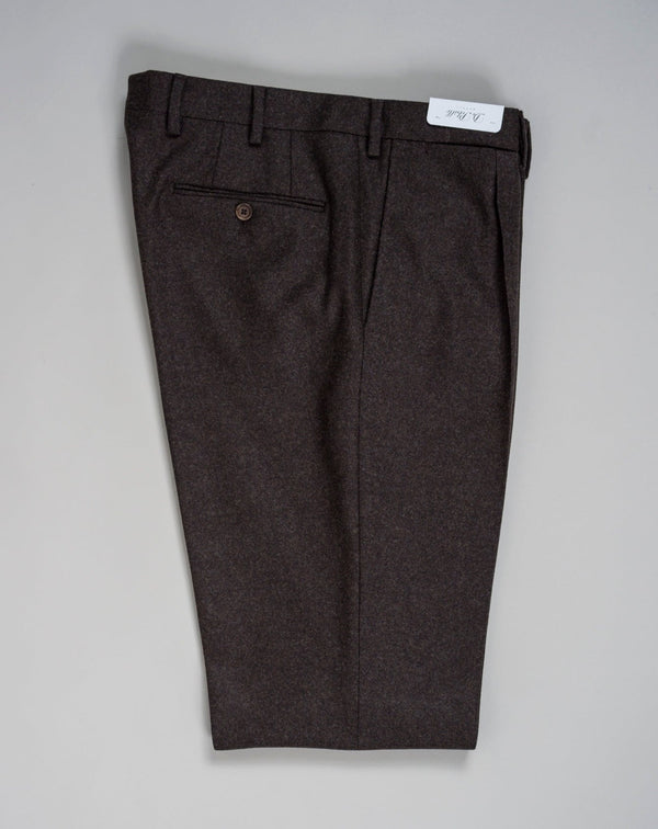 Mod. B1P Art.TP00704 Col. 6970 / Dark Brown 100% Virgin Wool De Petrillo Flannel Trousers / Dark Brown