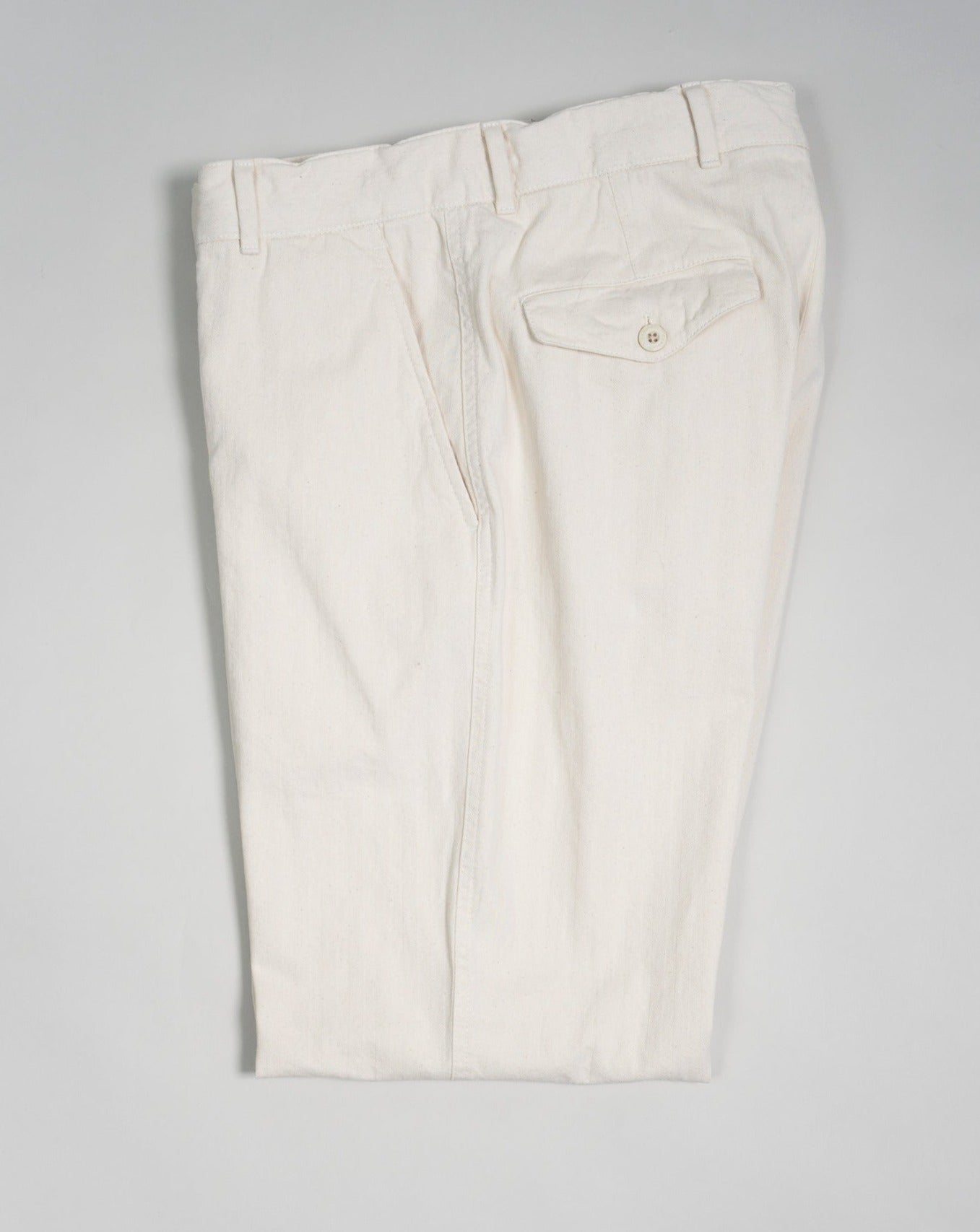 Composition: 100% Cotton Color: Ecru / 0000 Article: T50183 Made in Italy Caruso Herringbone Cotton Trousers / Ecru