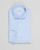 Cutaway collar
Curved hem

55% linen, 45% cotton
Art. H9330
Mod. L69
Collar B878
Color: 01 Light Blue