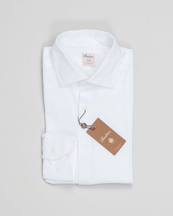This white casual Slimline jersey shirt is made of polyamide and elastane. The shirt is detailed with mother of pearl buttons, single cuffs and a cut away collar.

Composition: 73% Polyamide 27% Elastan
Article: 8407118269
Color: 000 / White
Slimline