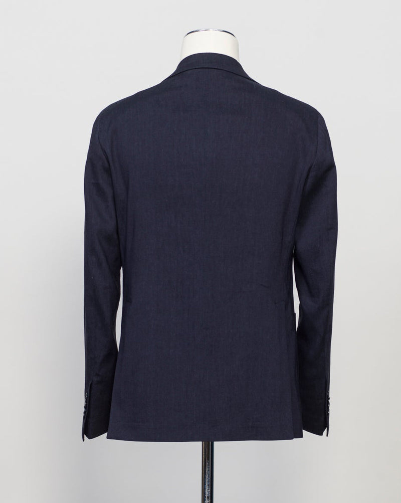 Composition: 53% Linen 39% Virgin wool 8% Mohair
Modello: Monte Carlo / 2SMC22K01
Color: Navy / B3075
Unconstructed shoulder
Unlined
2 Buttons
Notch lapel
Patch pockets
Side vents
Flat front trousers
Belt loops
Slanted side pockets
2 back pockets
Made in Martina Franca, Italy Tagliatore Linen Wool &amp; Mohair Suit / Navy