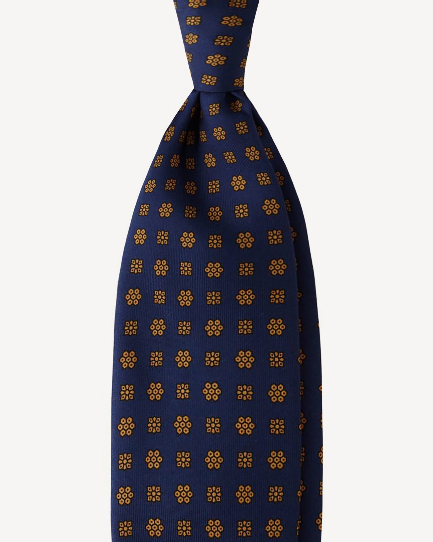 Viola Milano Artisan Floral Selftipped Silk Tie / Navy & Brown
