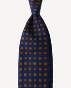 Viola Milano Artisan Floral Selftipped Silk Tie / Navy & Brown