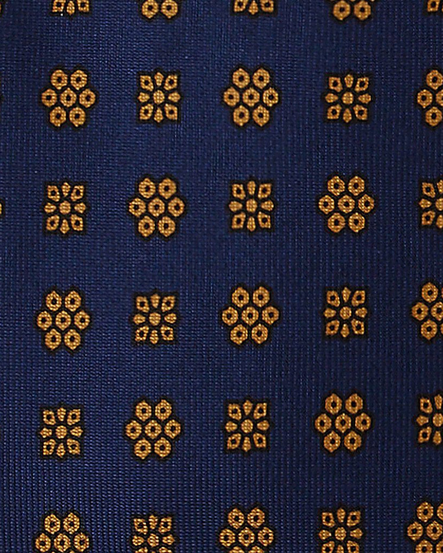 Viola Milano Artisan Floral Selftipped Silk Tie / Navy & Brown