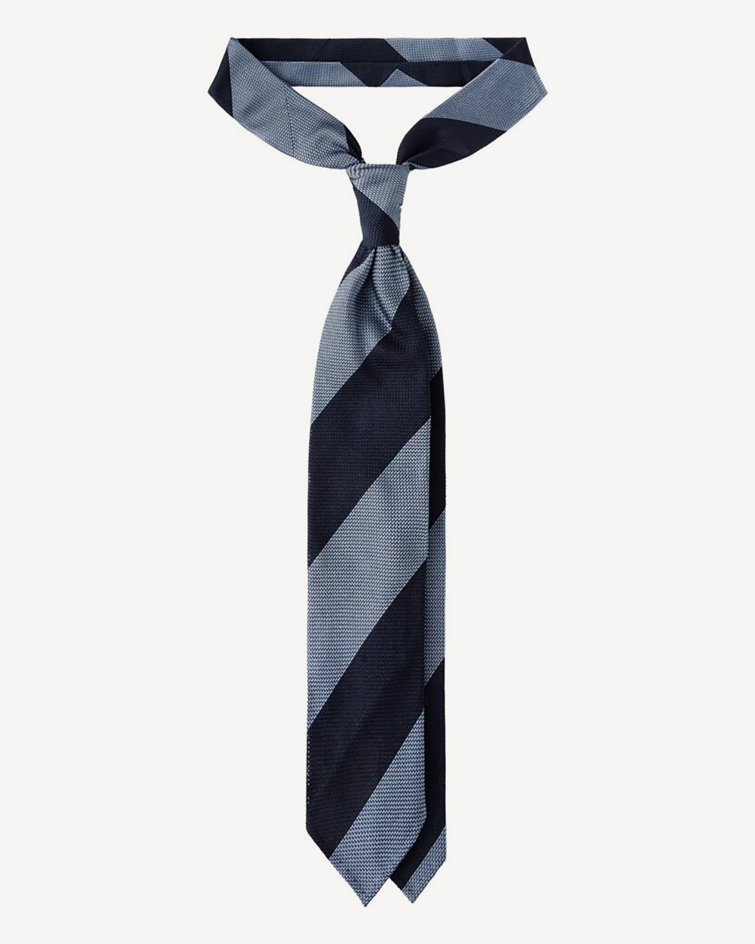 Viola Milano Block Stripe Grenadine Tie / Navy/Sea