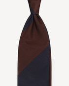Viola Milano Block Stripe Handrolled Woven Silk Jacquard Tie – Navy/Brown