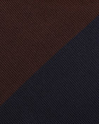 Viola Milano Block Stripe Handrolled Woven Silk Jacquard Tie – Navy/Brown