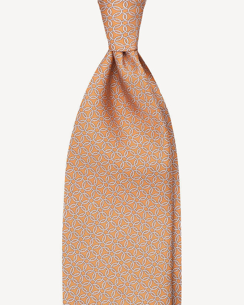 Viola Milano Chain Circle Selftipped Italian Silk Tie / Orange