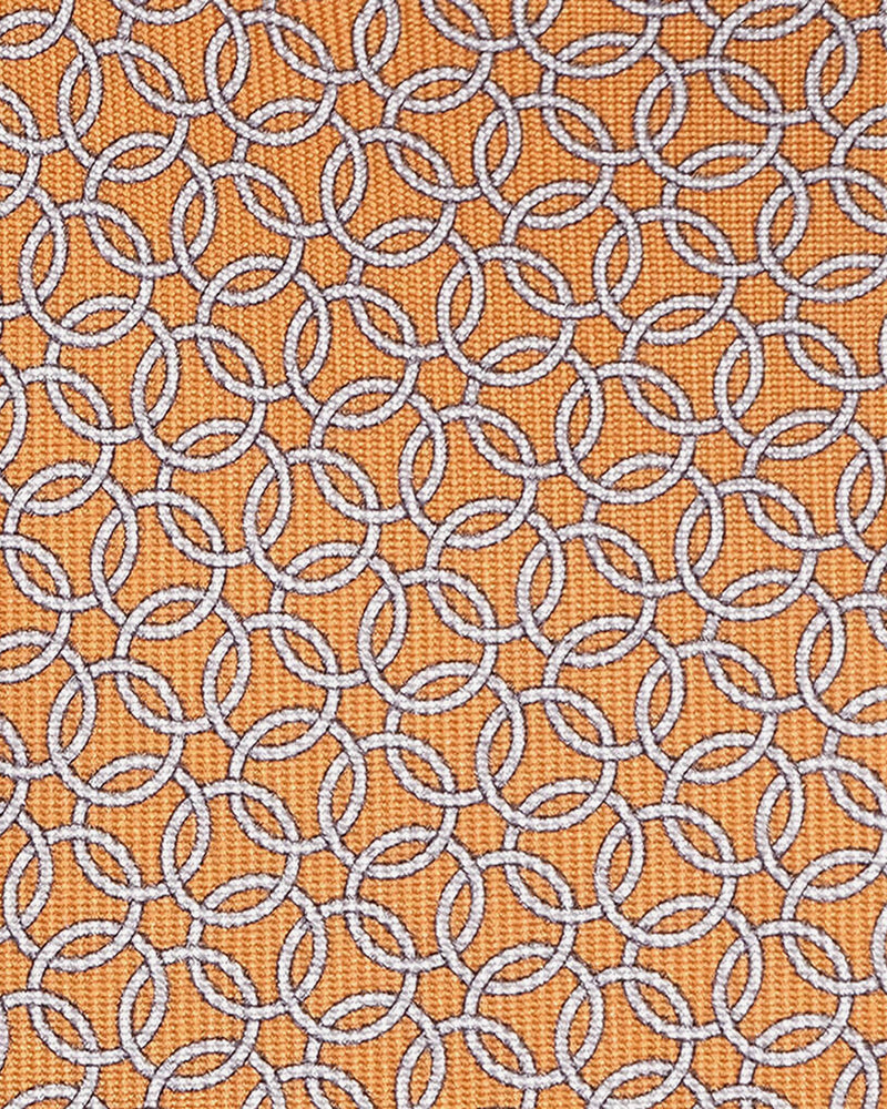 Viola Milano Chain Circle Selftipped Italian Silk Tie / Orange