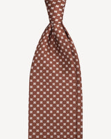 Viola Milano Clover Floral Selftipped Italian Silk Tie / Brown