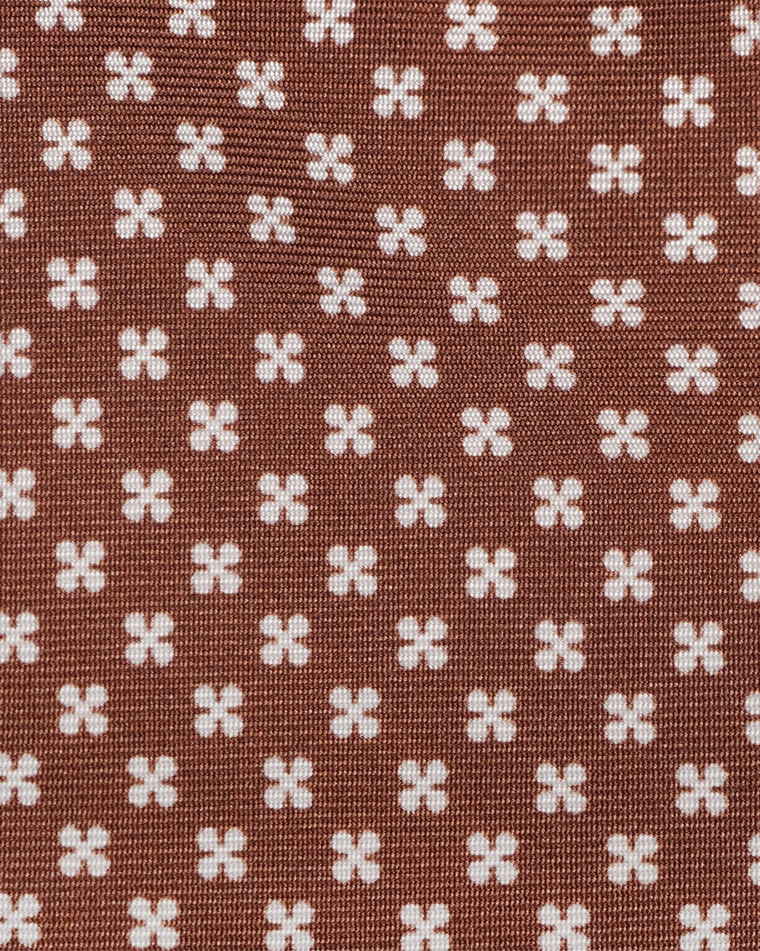 Viola Milano Clover Floral Selftipped Italian Silk Tie / Brown