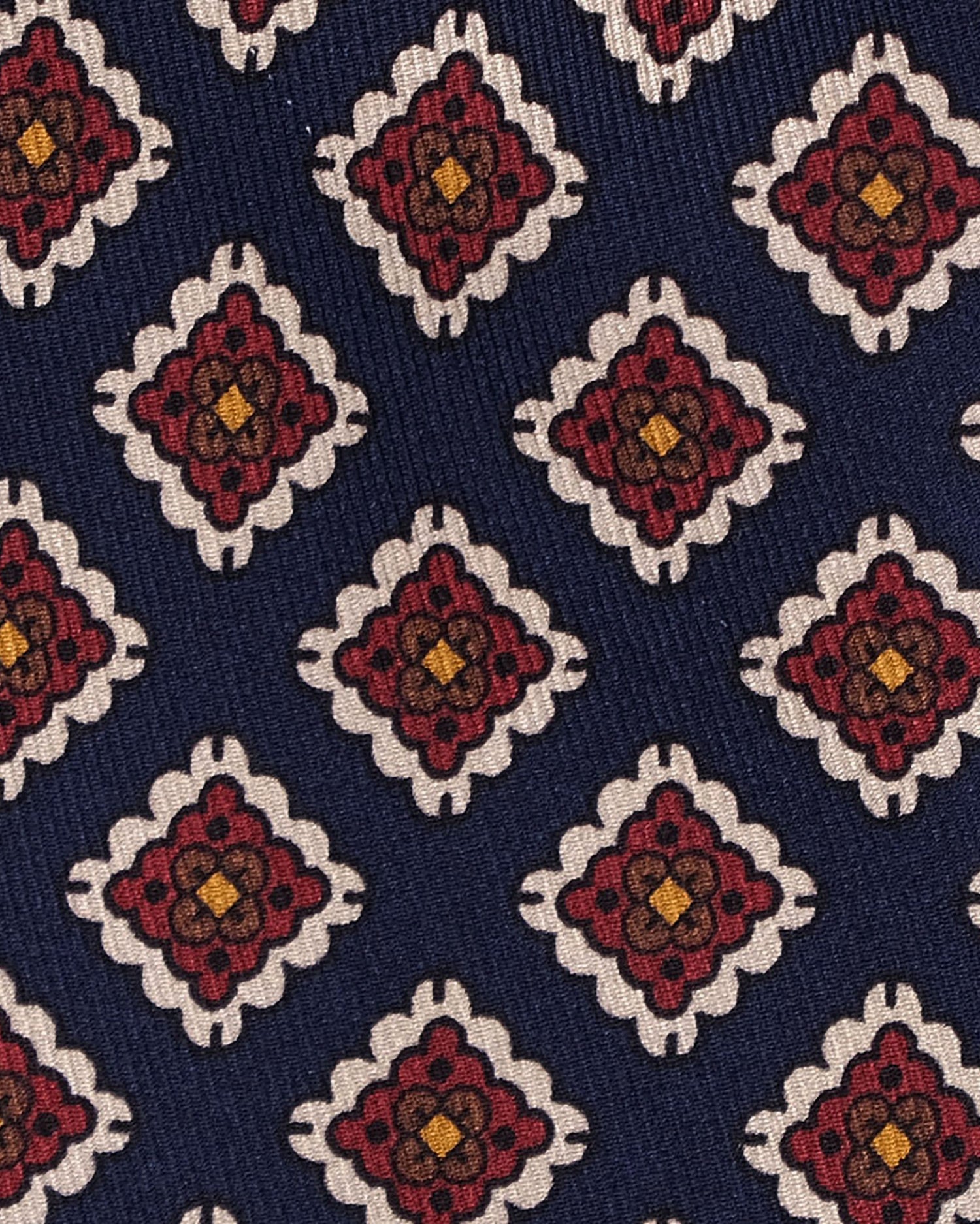 Viola Milano Diamond Floral Selftipped Silk Tie / Navy