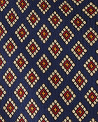 Viola Milano Diamond Pattern 3-Fold Handprinted Untipped Silk Tie / Navy