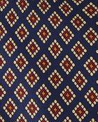 Viola Milano Diamond Pattern 3-Fold Handprinted Selftipped Silk Tie / Navy