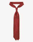 Viola Milano Diamond Pattern 3-Fold Handprinted Untipped Silk Tie / Red Mix