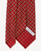 Viola Milano Diamond Pattern 3-Fold Handprinted Untipped Silk Tie / Red Mix