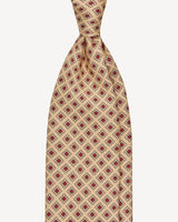 Viola Milano Diamond Pattern 3-Fold Handprinted Untipped Silk Tie / Yellow