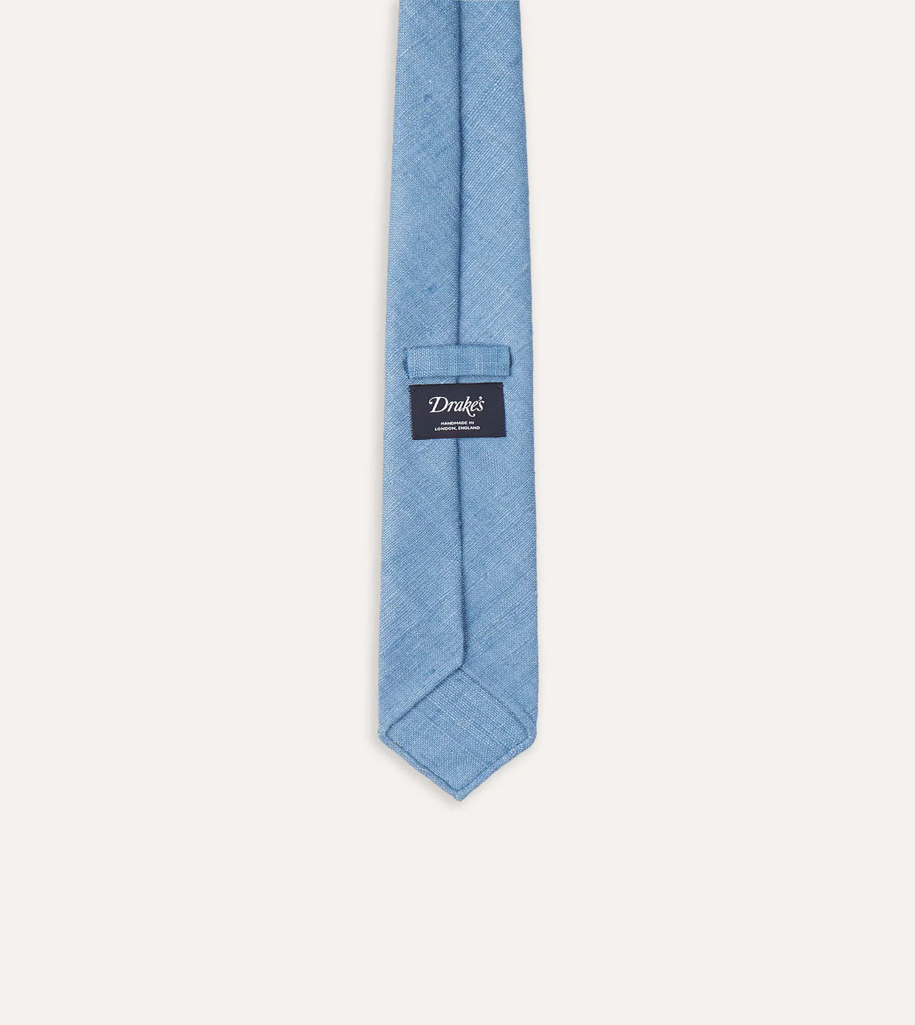 Drake's Hand Rolled Silk Tussah Tie / Sky Blue