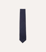Drake's Hand Rolled Silk Tussah Tie / Navy
