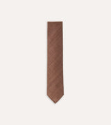 Drake's Hand Rolled Silk Tussah Tie / Coffee