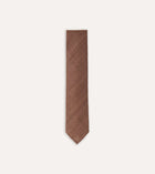 Drake's Hand Rolled Silk Tussah Tie / Coffee