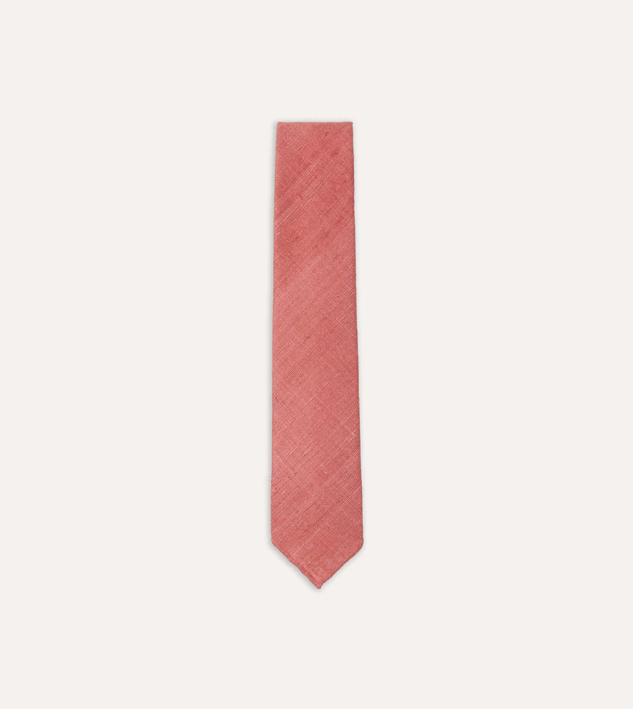 Drake's Hand Rolled Silk Tussah Tie / Salmon