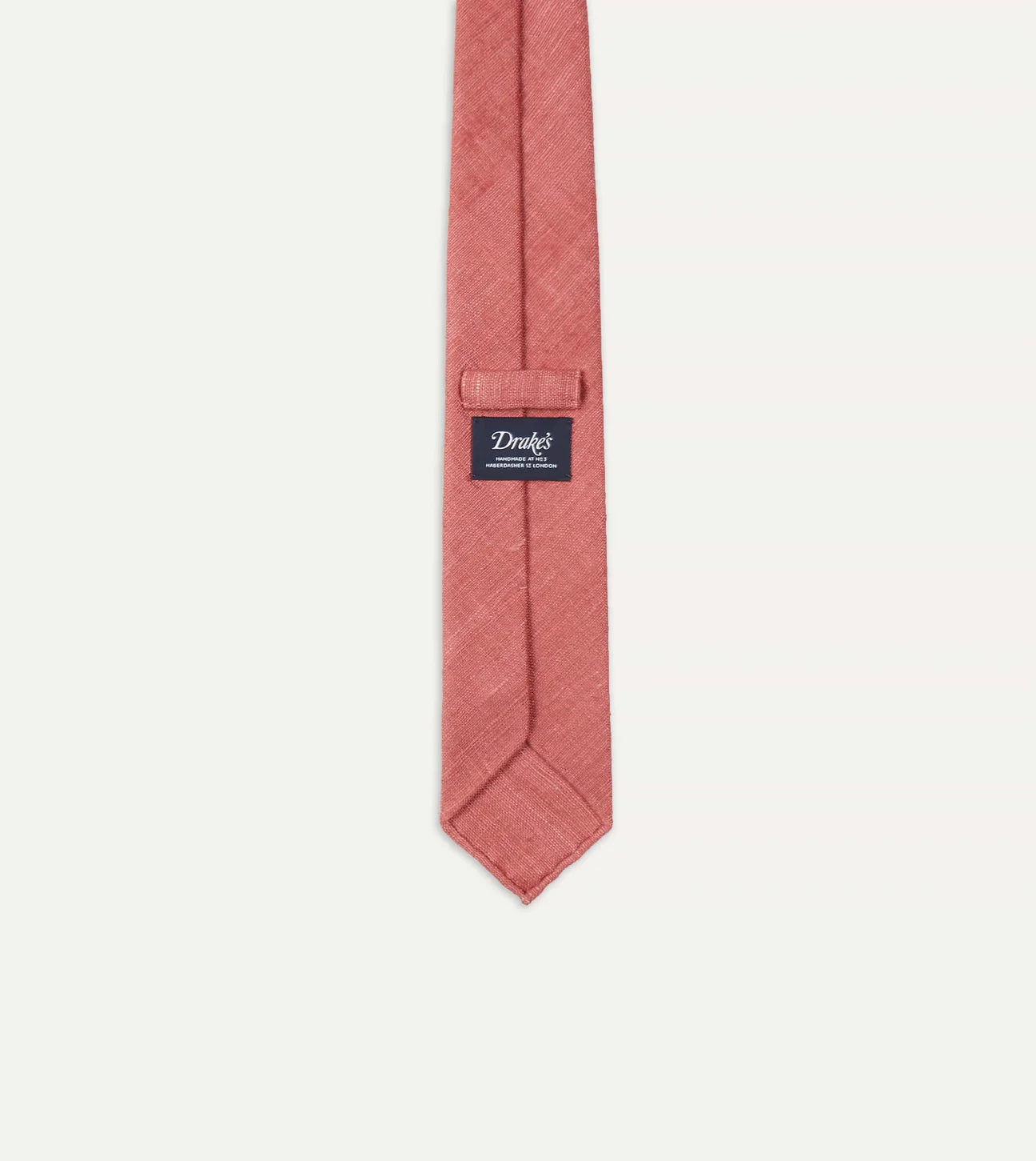 Drake's Hand Rolled Silk Tussah Tie / Salmon