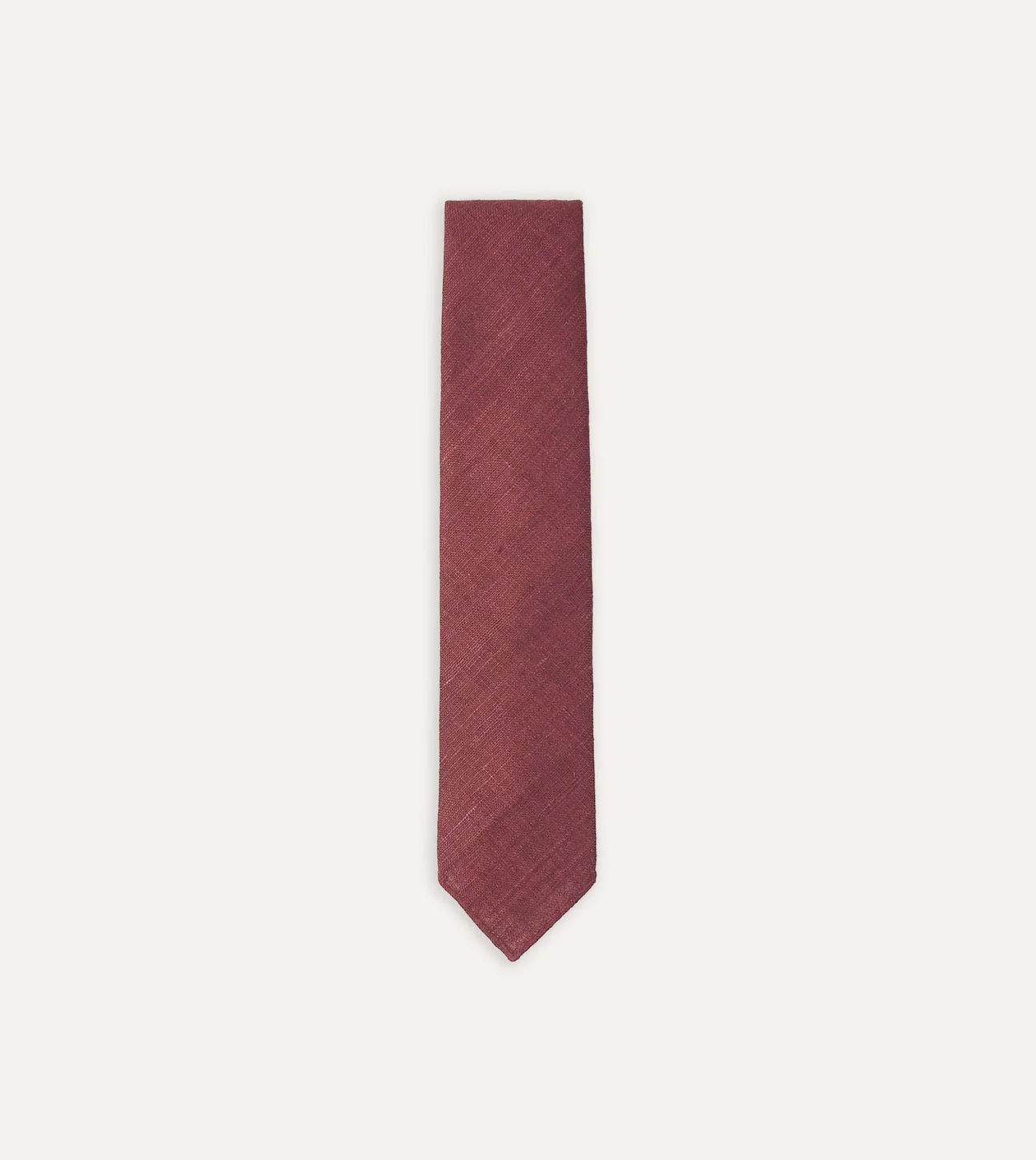 Drake's Hand Rolled Silk Tussah Tie / Wine