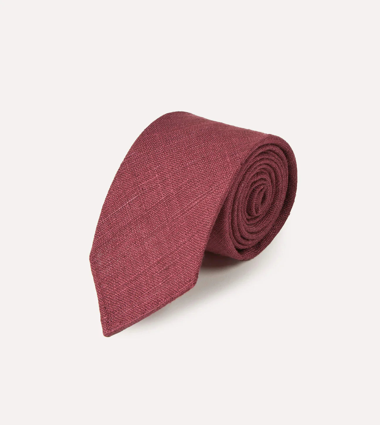 Drake's Hand Rolled Silk Tussah Tie / Wine