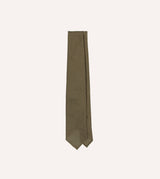 Drake's Fine Woven Grenadine Handrolled Tie / Khaki Green