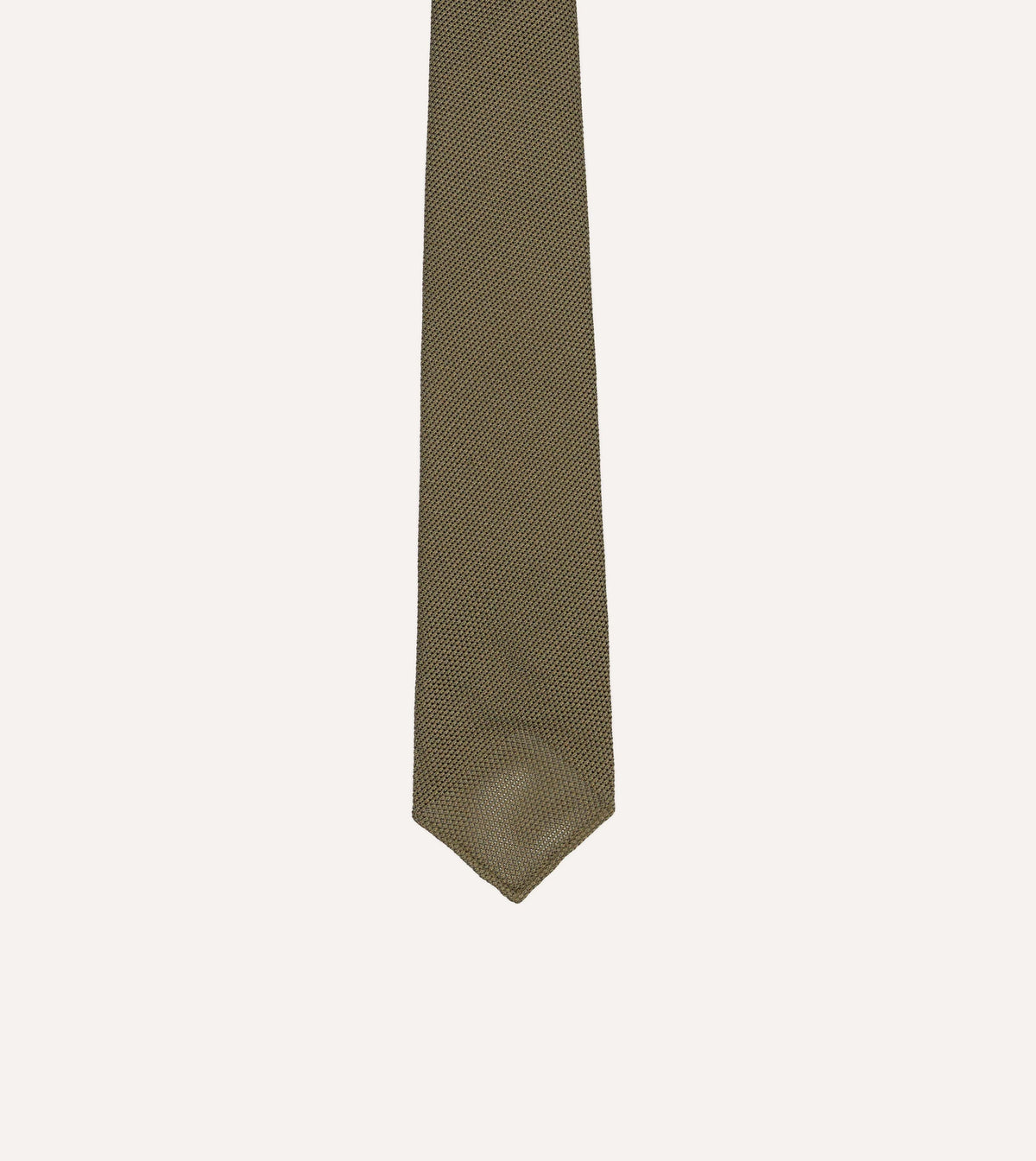 Drake's Fine Woven Grenadine Handrolled Tie / Khaki Green