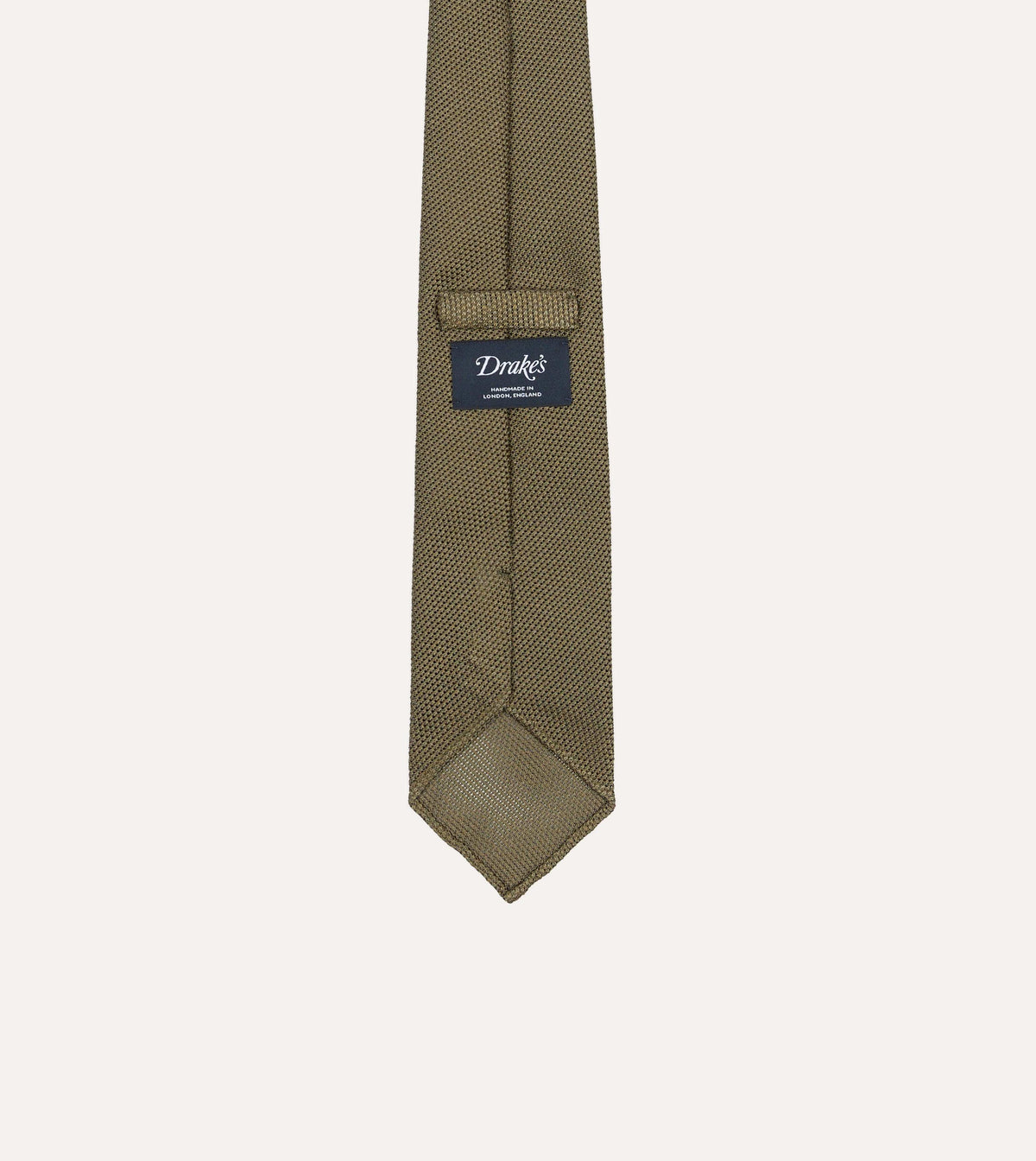 Drake's Fine Woven Grenadine Handrolled Tie / Khaki Green