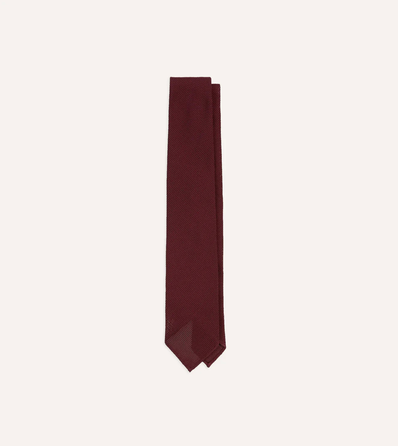 Drake's Fine Woven Grenadine Handrolled Tie / Burgundy Red