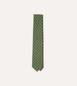 Drake's Tile Medallion Print Silk Self Tipped Tie / Green