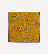 Drake's Floral Print Silk Pocket Square / Yellow