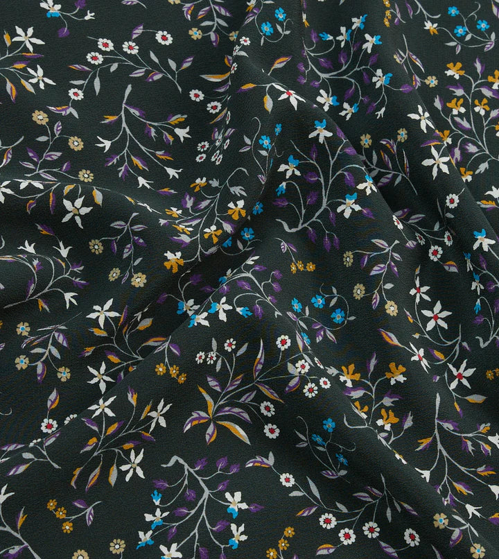 Drake's Floral Print Silk Pocket Square / Green